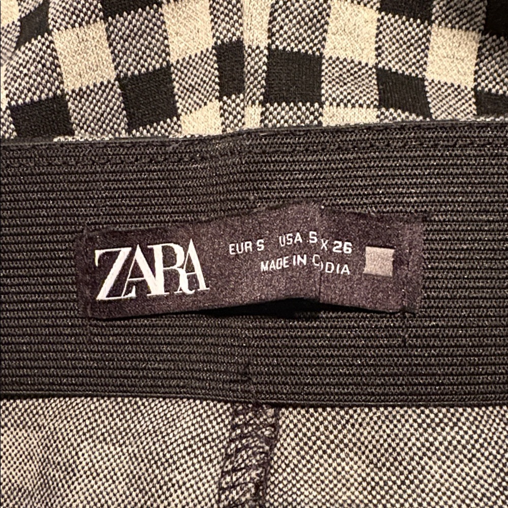 ZARA Gingham Checkered High-Waisted Skinny Pants in Black/White Size Small - Picture 8 of 13